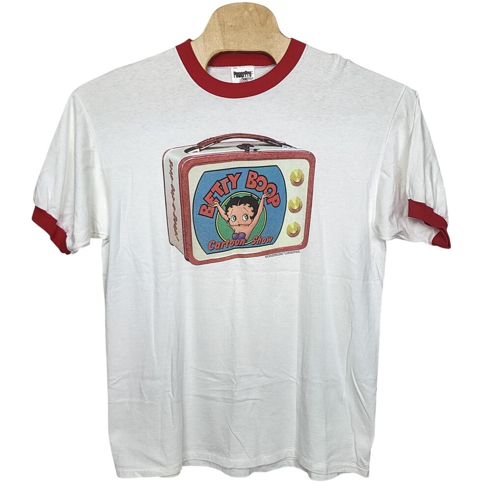 Vintage 90s Oneita Betty Boop Cartoon Show Ringer T Shirt XL Double Sided
